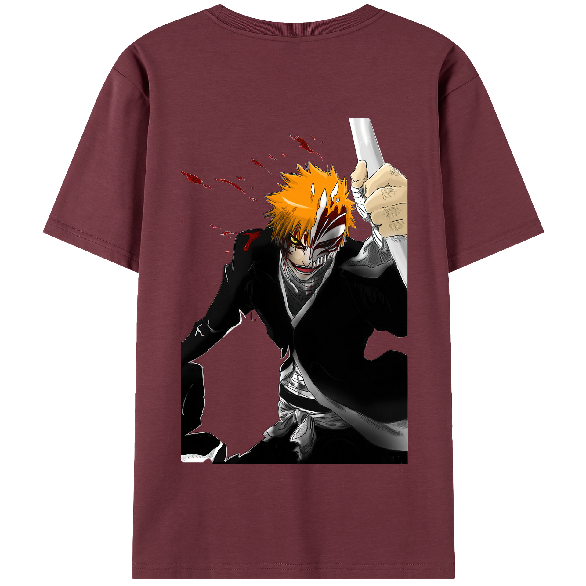 （画像用） ブリーチ 黒崎一護（くろさき いちご）BLEACH Kurosaki Ichigo 綿100％半袖Tシャツ（背面プリント）